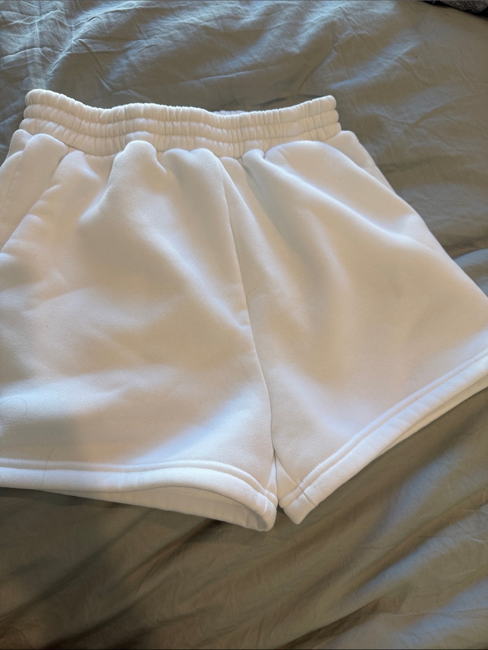 SHEIN White High-Waist Elastic Athletic Shorts